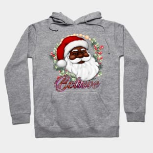 Believe Afro Santa Christmas Hoodie